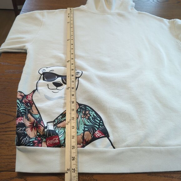 Coca-Cola Hoodie White Sweatshirt Large‎ Penguin Tropical Polar Bear - Picture 12 of 16